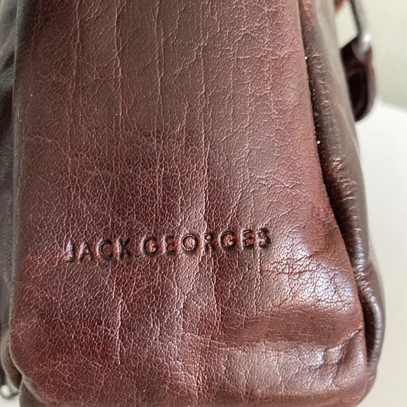 Jack Georges Savio Horseshoe Crossbody Bag Buffalo Leather Brown Cream - Picture 3 of 11
